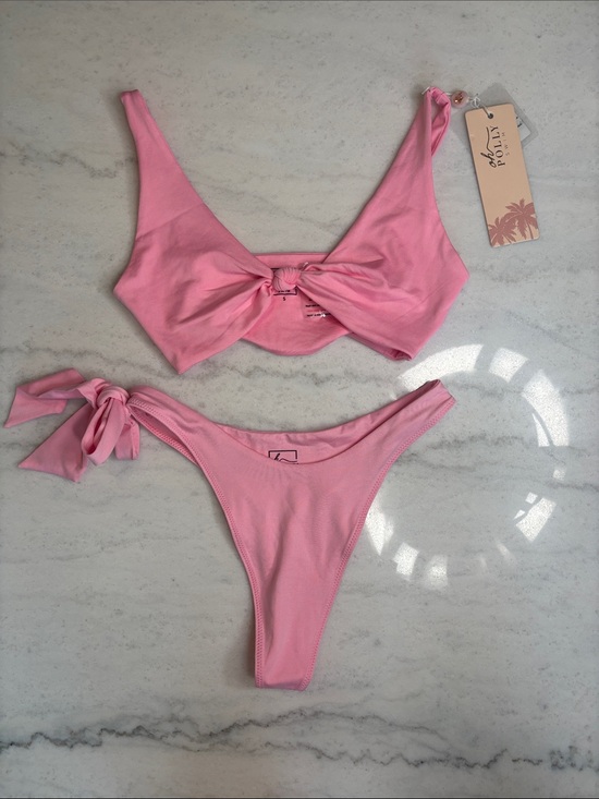 Oh Polly Other - OH POLLY Pink Knot Bikini Top and Tie-Side Bottoms Set SMALL NEW